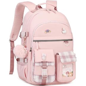 AO ALI VICTORY Backpack for Girls Women Kids Elementary Middle High School Bag Cute College Bookbags Large Laptop Backpacks 15.6 Inch for Teens Students Antitheft Travel Daypack Pink