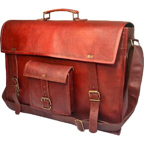 Leather Messenger Bag for Men - 14" Full Grain Leather Laptop Briefcase - Vintage Computer Satchel Travel Crossbody Bag for Office & Work