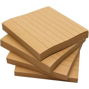Mini Skater 3x3 Inches Bright Colored Lined Sticky Notes Self-Stick Memo with Line for Office School Home (4 Color)