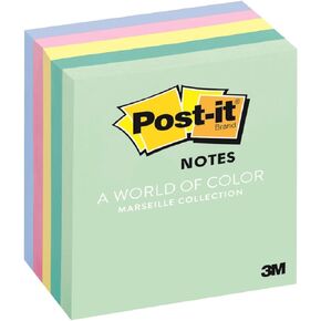 Post-it Notes, 3x3 in, 5 Pads, America's #1 Favorite Sticky Notes, Marseille Collection, Pastel Colors (Pink, Mint, Yellow), Recyclable (654-AST)