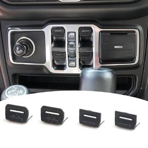 Center Console Window Button Switch Cover Trim Compatible with 2018-2024 Jeep Wrangler JL 2/4 Door 4XE Gladiator JT Interior Accessories Paint Guard Decoration ABS Original Car Matte Black