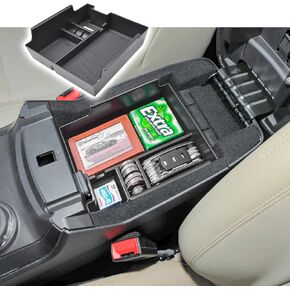Center Console Insert Organizer Compatible with Ford Explorer 2012-2019 Accessories, Interior Armrest Secondary Storage Box ABS Materials Coin Holder Console Tray Storage Compartments, Black