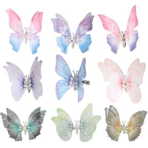 2PCS Large Butterfly Clips with Moving Wing Flutter 3D Butterfly Clip for Hair 90S Girls Women Christmas Tree Decorations Flower Arrangements Crafts (Pink Blue)
