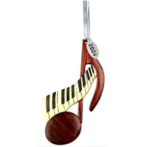 2024 Musical Ornament, Piano Ornament - Music Ornament - Stunning Two-Tone Wood Christmas Ornament - Intarsia Design - Comes in A Gift Box So It's Ready for Giving