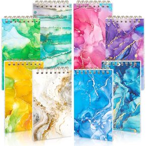 8PCS Mini Spiral Notepads, 3x5inch Marbleize Spiral Pocket Notebooks College Ruled Notebooks for Women Gift Office School Supplies