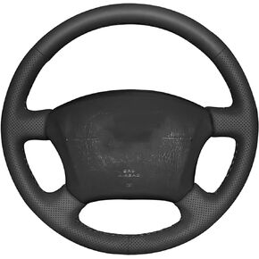 Loncky Custom Fit Dark Brown Genuine Leather Steering Wheel Cover for Toyota Land Cruiser 1995 1996 1997 1998 1999 2000 2001 2002 Accessories Car Interior Hand Stitched OEM Parts
