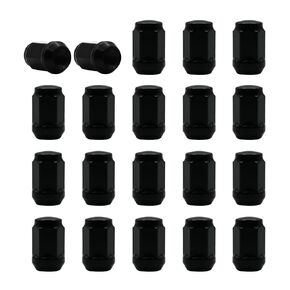 1/2-20 Black Closed End Bulge Acorn Lug Nuts, 1.38"Tall 3/4" Hex, 20pcs Cone Seat Lug Nuts