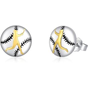 Soccer/Baseball/Volleyball Earrings 925 Sterling Silver Sports Ball Stud Earrings Jewelry Graduation Gifts for Women Mom Sports Lovers Friends