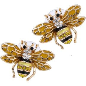 Honey Bee Stud Earrings Crystal Costume Jewelry for Women Teen Girls