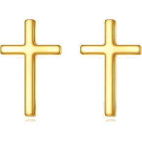 14k Solid Gold Cross Earrings for Women Religious Cross Stud Earrings Christian Jewelry Birthday Mothers Day Christmas Gifts for Mom Girl Wife
