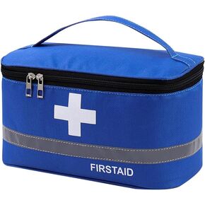 Pill Manager Travel Bag Case Empty for Medicine Medication Tablet Prescription Vitamins Weekly Bottle Storage Organizer Portable Large Med Pouch Kids Boys Women Men Medical Supplies (Blue)