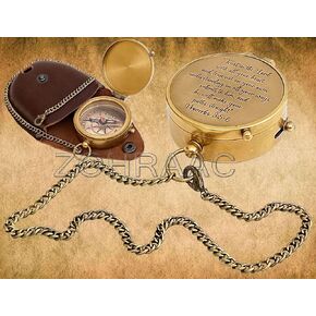 Trust in The Lord with All Your Heart - Proverbs 3: 5-6 Compass with Leather Case, Brass Camping Compass, Engraved Religious Gifts for Son, Grandson, Daughter, Graduation Day Gifts for Boys & Girls in Kuwait