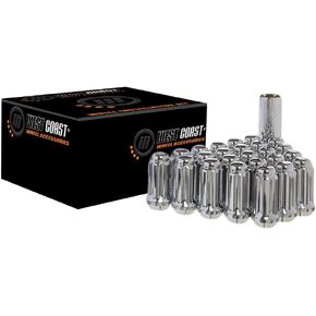 West Coast Wheel Accessories 1/2" Bulge Acorn Spline Lug Nuts 1.9" 6 Lug Install Kit Chrome