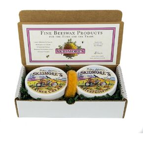 Skidmore's Biker Edition Leather Care Gift Set | Leather Cream and Waterproofing Kit for Your Motorcycle | Natural and Non-Toxic Formula | Made in The USA