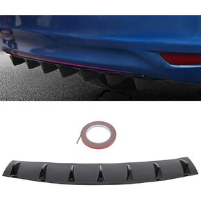 SCITOO Rear Bumper Lip 33" x 6" Universal Glossy Black Rear Lower Bumper Lip Diffuser Spoiler 7 Shark Fin Style