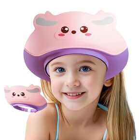 Baby Shower Cap Shield for Kids Soft Silicone Adjustable 0-8 Years Old Cartoon Deer Shower Cap for Kids Toddler Shower Cap Shield Makes the Kids Bath More Fun