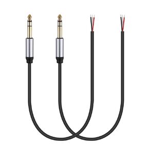 2-Pack 12.5inch Replacement 6.35mm Male Plug to Bare Wire Open End TRS 3 Pole Stereo 1/4" 6.35mm Plug Jack Connector Audio Cable for Microphone Speaker Cable Repair