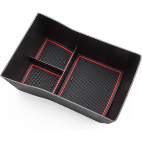 MARCHFA Center Console Organizer Tray Compatible for 2024 2025 Hyundai Kona Accessories Armrest Tray Organizer Insert Secondary Storage Box（Not fit for Kona SE SEL 2024 2025）(Black Line)