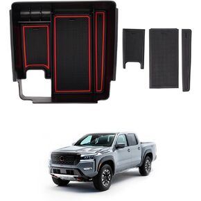 Autorder Center Console Organizer for 2022 2023 2024 Nissan Frontier Accessories Armrest Storage Box Secondary Insert Tray with 2 Color Mats
