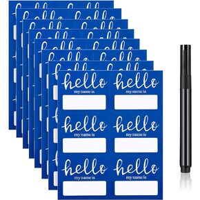 120 قطعة من علامات Hello Name مع قلم تحديد أسود، Hello My Name is ملصقات ملصقات لأسماء الأطفال حديثي الولادة للمدرسة والمكتب والمنزل (أحمر)