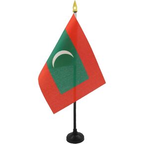 AZ FLAG Maldives Table Flag 4'' x 6'' - Maldivian Desk Flag 15 x 10 cm - Golden Spear top