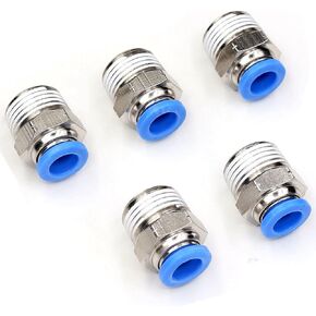 8mm to 3/8" NPT Male Thread Push to Connect Fittings Air Line Fittings Quick Connect Air Bag Fittings Pneumatic Fitting Tube Fittings 2Packs