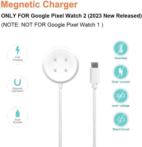 متوافق مع كابل شاحن Google Pixel Watch 2 للشحن السريع من النوع C (3.3 قدم، أبيض) in Kuwait