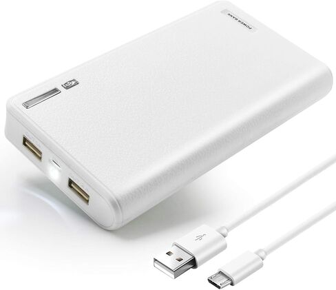 باور بانك احتياطية ببطارية خارجية USB مزدوجة 20000 مللي أمبير في الساعة لهواتف Apple iPhone 6، 6 Plus 5S 5C 5 4S 4، iPad Air Mini 2، HTC One، One 2 (M8)، Samsung Galaxy S6 Edge، S6 S5 S4 S3، Tab 4 3 2 Pro (أبيض) in Kuwait