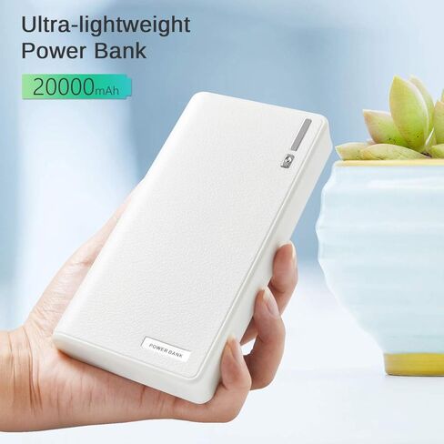 باور بانك احتياطية ببطارية خارجية USB مزدوجة 20000 مللي أمبير في الساعة لهواتف Apple iPhone 6، 6 Plus 5S 5C 5 4S 4، iPad Air Mini 2، HTC One، One 2 (M8)، Samsung Galaxy S6 Edge، S6 S5 S4 S3، Tab 4 3 2 Pro (أبيض) in Kuwait
