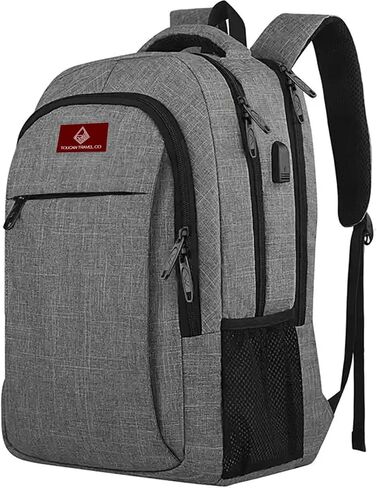 Laptop Backpack, Fits 15.6 Inch Laptop with USB Charging Port (Grey) in Saudi Arabia