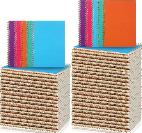 Outus 50 Pcs Spiral Notebook A5 Kraft Spiral Bound Notebooks Hardcover Wide Ruled Paper Wire Bound Spiral Journals Spiral Notepads Pack for Memo Diary Planner School Travel Office Supplies in Saudi Arabia