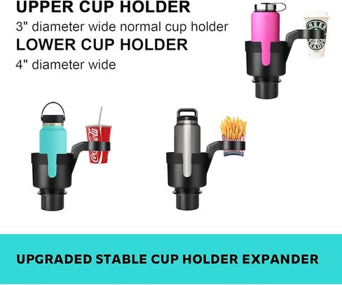 Car Cup Holder Expander for Upgraded Dual Cup Holder Compatible with Yeti 14/24/36/46oz Ramblers, Hydro Flasks 32/40oz, Other Large Bottles Mugs in 3.4"-4.0" in Saudi Arabia
