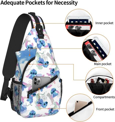 Cartoon Sling Bag, Crossbody Sling Backpack Sling Bag Travel Hiking Chest Bag Daypack Gifts for Women Men in Saudi Arabia