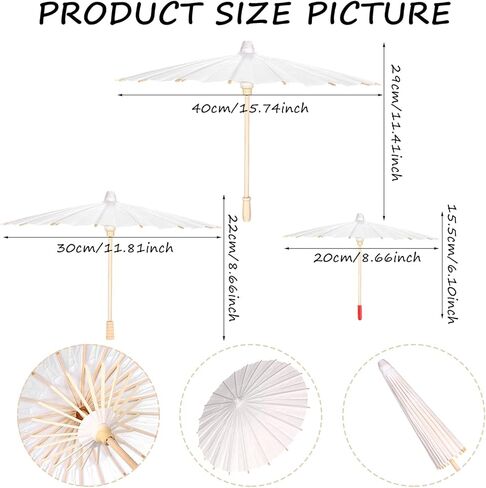 6 Pcs Paper Parasol Paper Umbrella For Children,Decorative Use,and DIY Projects,3 Sizes in Kuwait