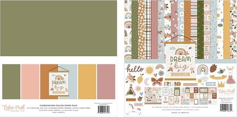 حزمة مجموعة ورق Echo Park: مجموعة مجموعة Dream Big Little Girl مقاس 12 × 12 + حزمة ورق صلب Dream Big Little Girl مقاس 12 × 12 بوصة in Kuwait