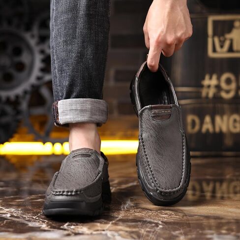 Mens Classic Walking Sneakers Slip on Loafers Casual Shoes Comfort Breathable Dress Flats for Driving Business Office Outdoor in Saudi Arabia