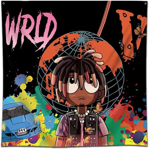 Arbinger Juic نسيج Wrld العلم المشارك مغني الراب نسيج الجدار الشنق غرفة المعيشة غرفة نوم ديكور المنزل 4x4ft in Kuwait