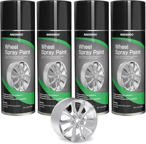 NADAMOO Alloy Wheel Spray Paint, Aerosol Car Rim Paint for Recolor and Protection, Semi-gloss Metallic Gray, 4 Cans, 13 Oz Per Can in Kuwait