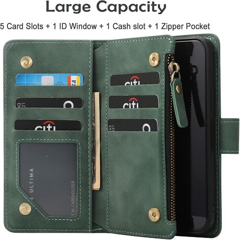 RANYOK Wallet Case Compatible with iPhone 13 Pro Max (6.7 inch), Premium PU Leather Zipper Flip Folio Wallet RFID Blocking with Wrist Strap Kickstand Protective Case (Blue) in Kuwait
