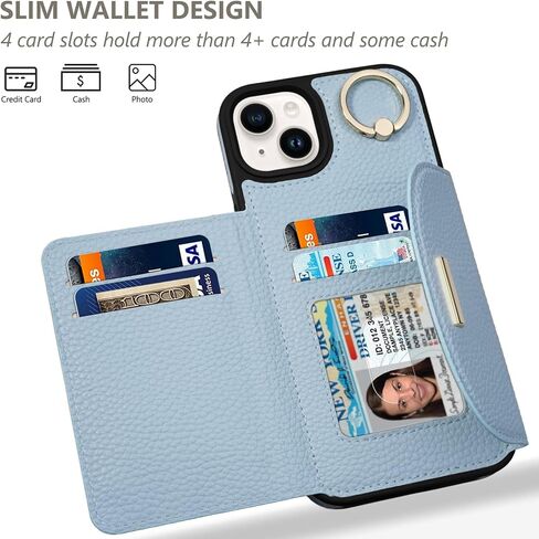 Keallce Case for iPhone 14 Plus 6.7'' 2022, Flip Wallet Case with 4 Card Slots, Ring Stand Holder Kickstand, Folio Leather Protective Phone Cover Ladies Women Compatible with iPhone 14 Plus 5G, Beige in Kuwait