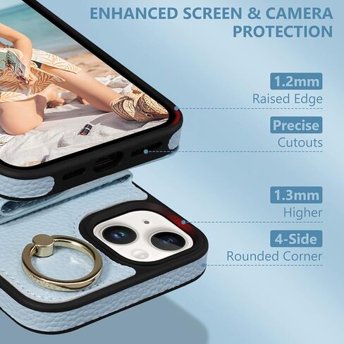 Keallce Case for iPhone 14 Plus 6.7'' 2022, Flip Wallet Case with 4 Card Slots, Ring Stand Holder Kickstand, Folio Leather Protective Phone Cover Ladies Women Compatible with iPhone 14 Plus 5G, Beige in Kuwait