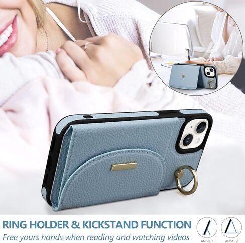 Keallce Case for iPhone 14 Plus 6.7'' 2022, Flip Wallet Case with 4 Card Slots, Ring Stand Holder Kickstand, Folio Leather Protective Phone Cover Ladies Women Compatible with iPhone 14 Plus 5G, Beige in Kuwait