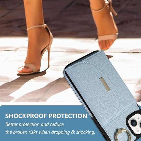 Keallce Case for iPhone 14 Plus 6.7'' 2022, Flip Wallet Case with 4 Card Slots, Ring Stand Holder Kickstand, Folio Leather Protective Phone Cover Ladies Women Compatible with iPhone 14 Plus 5G, Beige in Kuwait