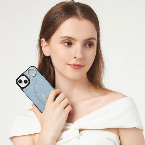 Keallce Case for iPhone 14 Plus 6.7'' 2022, Flip Wallet Case with 4 Card Slots, Ring Stand Holder Kickstand, Folio Leather Protective Phone Cover Ladies Women Compatible with iPhone 14 Plus 5G, Beige in Kuwait