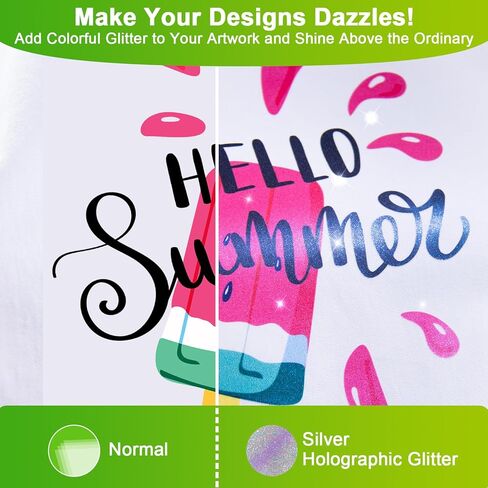 فيلم نقل CenDale Glitter DTF - 8.5 بوصة × 11 بوصة 30 ورقة فيلم DTF لامع ملون لاختراق التسامي، الطباعة المباشرة للفيلم على منسوجات القمصان الخفيفة والداكنة، ورق DTF للتقشير الساخن والبارد in Kuwait