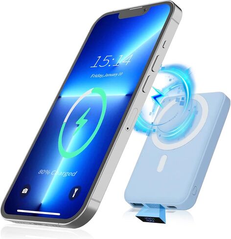 Wireless Portable Charger, 10000mAh Magnetic Power Bank PD 22.5W Fast Charging, QC3.0 USB-C LED Display Mag-Safe Battery Pack Compatible for iPhone 14/13/12/ Pro Max/Pro/Mini (Sierra Blue) in Saudi Arabia