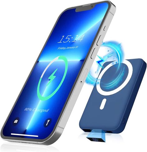 Wireless Portable Charger, 10000mAh Magnetic Power Bank PD 22.5W Fast Charging, QC3.0 USB-C LED Display Mag-Safe Battery Pack Compatible for iPhone 14/13/12/ Pro Max/Pro/Mini (Sierra Blue) in Saudi Arabia