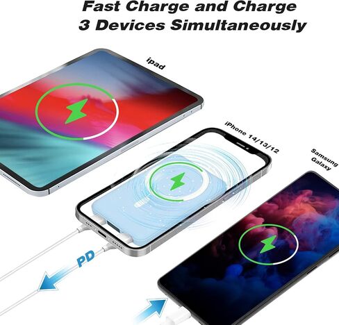 Wireless Portable Charger, 10000mAh Magnetic Power Bank PD 22.5W Fast Charging, QC3.0 USB-C LED Display Mag-Safe Battery Pack Compatible for iPhone 14/13/12/ Pro Max/Pro/Mini (Sierra Blue) in Saudi Arabia
