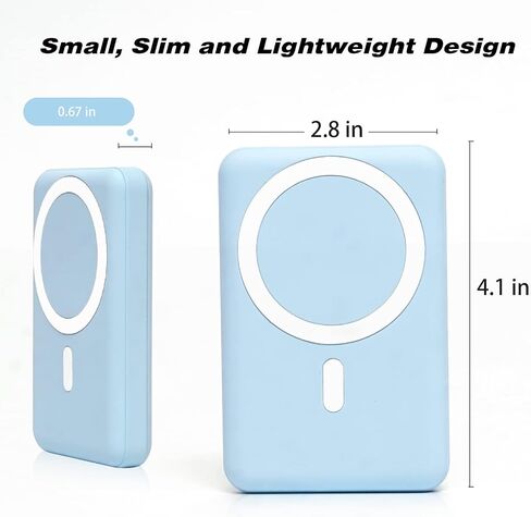 Wireless Portable Charger, 10000mAh Magnetic Power Bank PD 22.5W Fast Charging, QC3.0 USB-C LED Display Mag-Safe Battery Pack Compatible for iPhone 14/13/12/ Pro Max/Pro/Mini (Sierra Blue) in Saudi Arabia