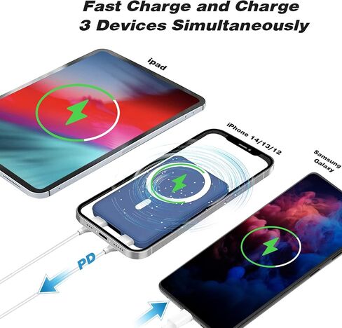 Wireless Portable Charger, 10000mAh Magnetic Power Bank PD 22.5W Fast Charging, QC3.0 USB-C LED Display Mag-Safe Battery Pack Compatible for iPhone 14/13/12/ Pro Max/Pro/Mini (Sierra Blue) in Saudi Arabia